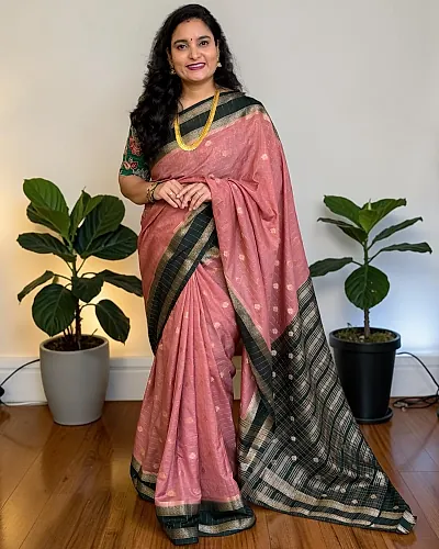 Semi Mysore Crepe (Checks, Shell Buttas)