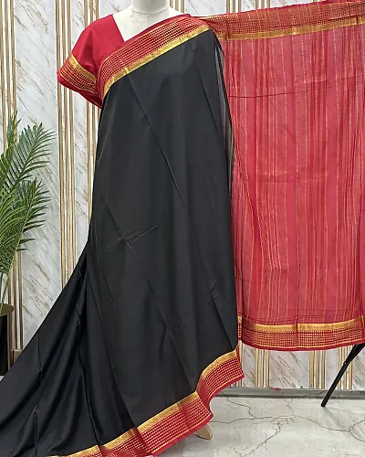 Semi Mysore Crepe (Contrast, Raindrops Border)