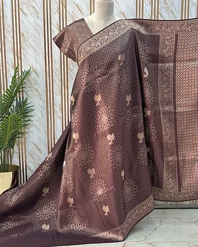 Satin Saree (Self, Bird Motifs)