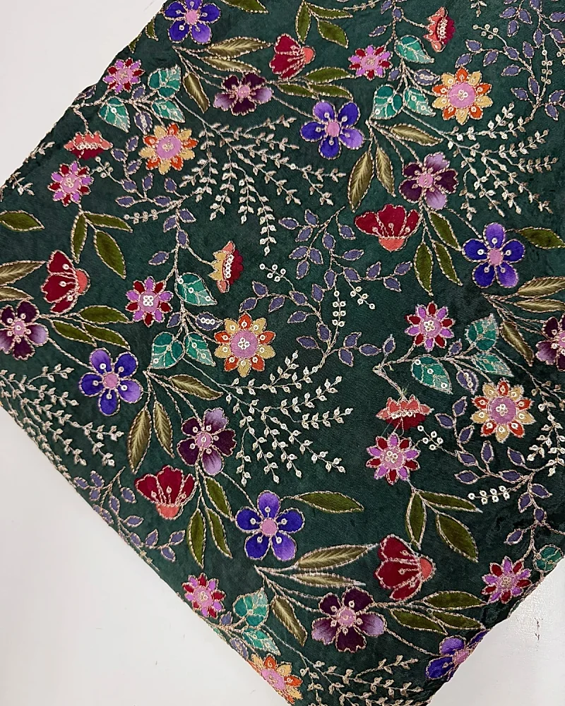 Kalamkari Blouse Fabric (Rich Floral Print with Positioning Work) -