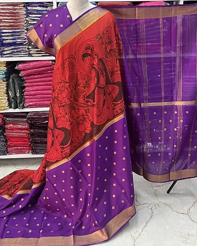 Semi Mysore Crepe (Half & Half, Kalamkari Design)