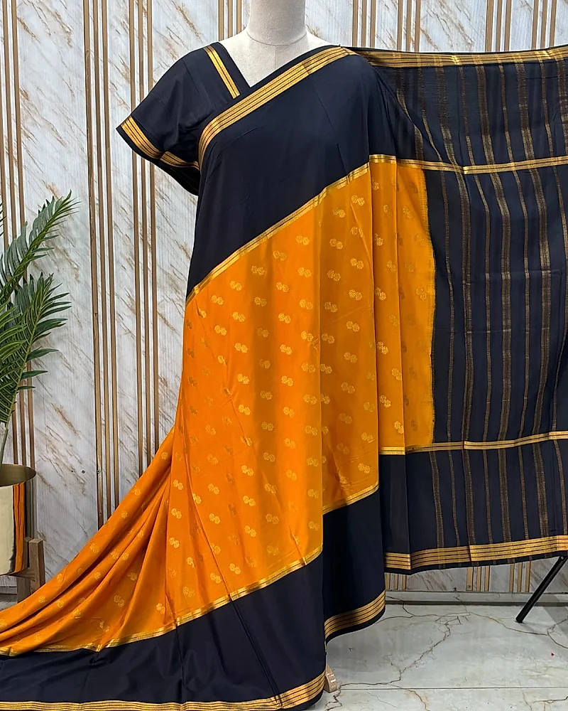 Semi Mysore Crepe (Open Border, Center Floral Buttas) -