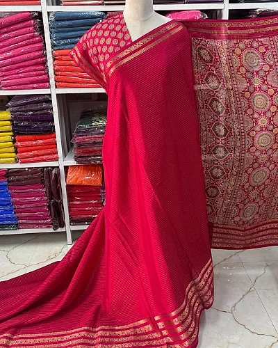 Semi Mysore Crepe (Printed Pallu and Blouse)