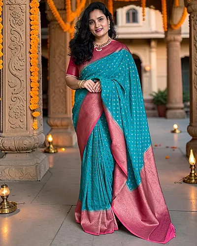Banarasi Khadi Georgette (Motifs and Floral Border)