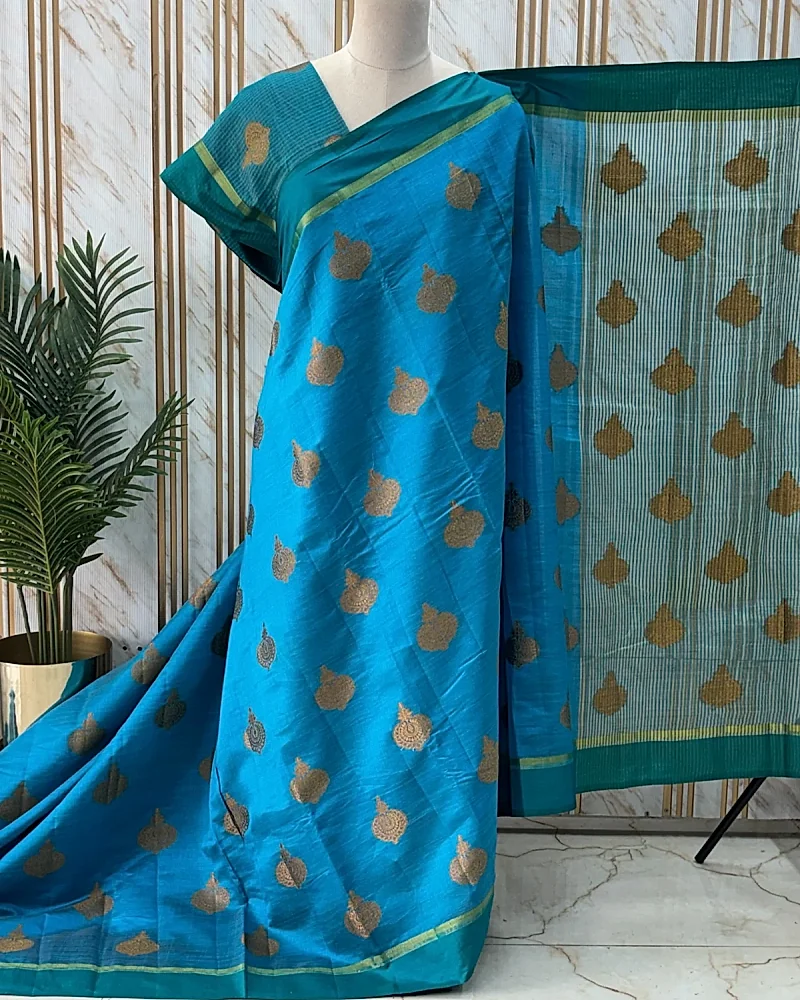 Semi Tussar (Contrast, Jumka Motifs) -
