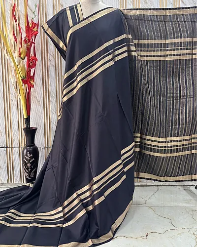 Semi Mysore Crepe (Self, 4 Lines Border)