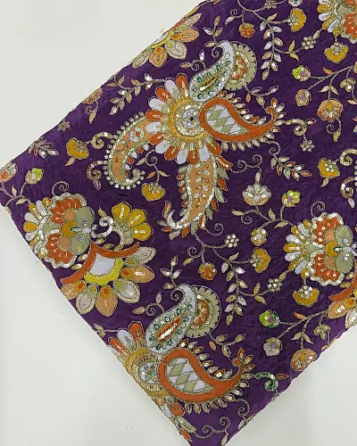 Kalamkari Blouse Fabric (Mango and Floral Print with Rich Positioning Work)