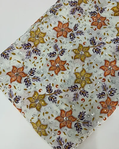 Kalamkari Blouse Fabric (Dual Floral Positioning Work)