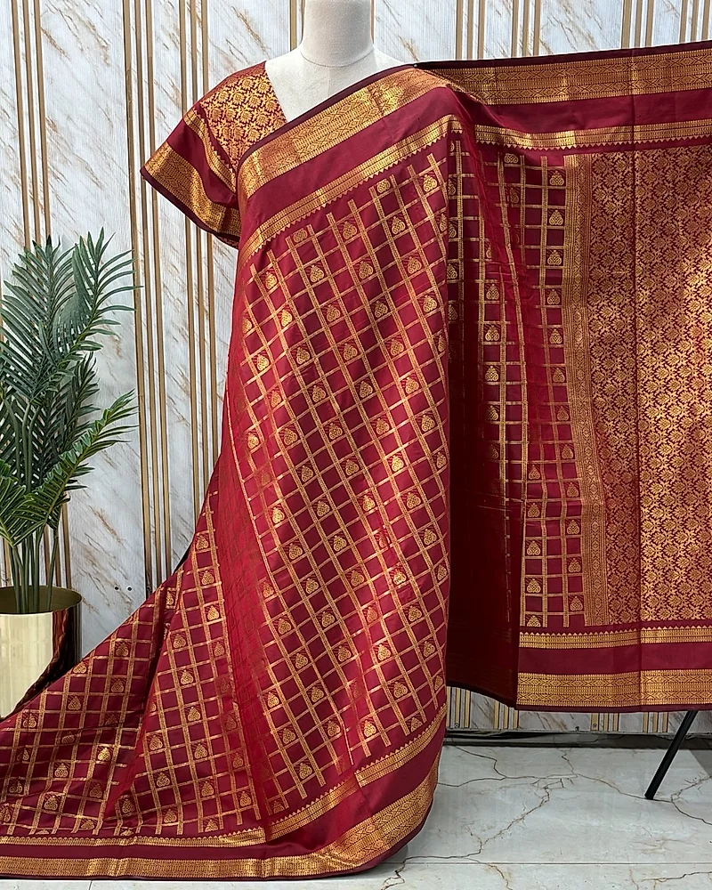 Banarasi Soft Silk (Checks & Motifs) -