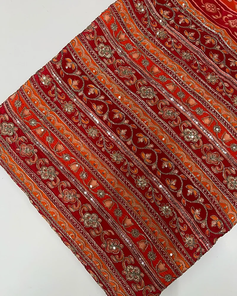 Kalamkari Blouse Fabric (Multicolour Floral Rich Positioning Work) -