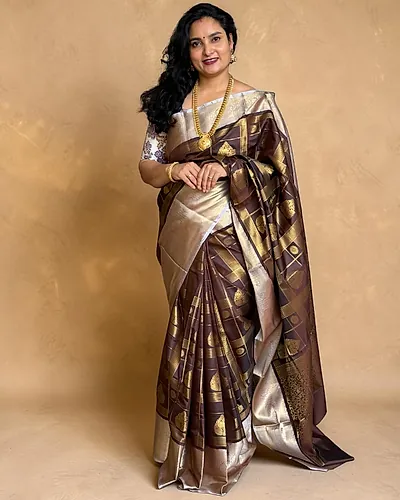 Banarasi Soft Silk (Leaf Motifs & Rich Border)