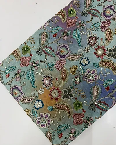 Kalamkari Blouse Fabric (Multi colour with Rich Floral Positioning Work)