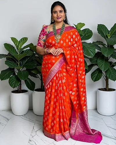 Chinnon Saree (Premium, Ivory & Silver Zari Buttas)