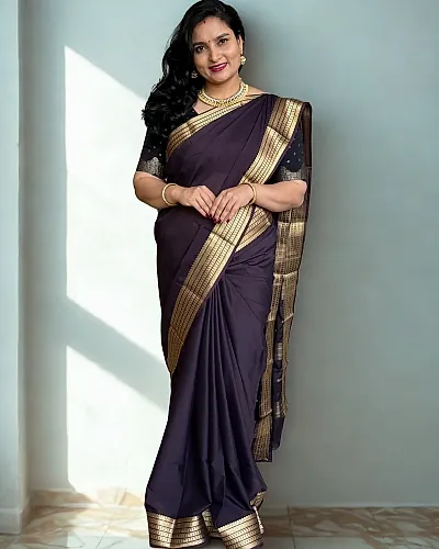 Semi Mysore Crepe (Self Sequence Mango Border)