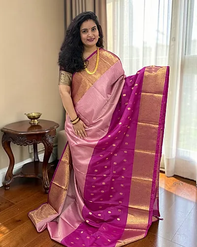 Banarasi Tissue (Baby Pink and Lotus Pink Half & Half Buttas)