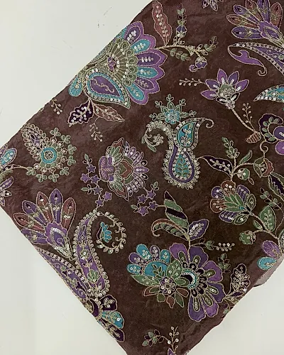 Kalamkari Blouse Fabric (Heavy Floral Print with Positioning Work)