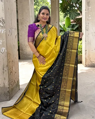 Banarasi Tissue (Golden Yellow Half & Half Buttas)