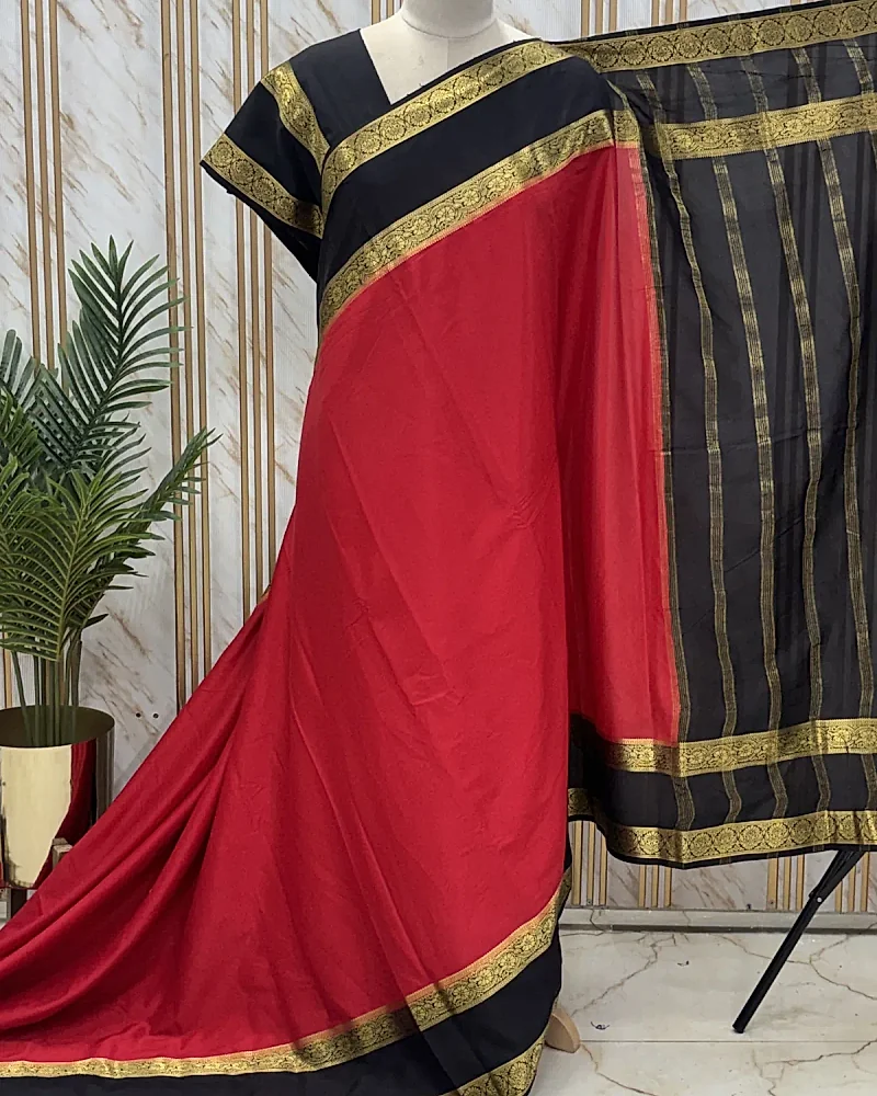 Semi Mysore Crepe (Floral Bentex Border) -