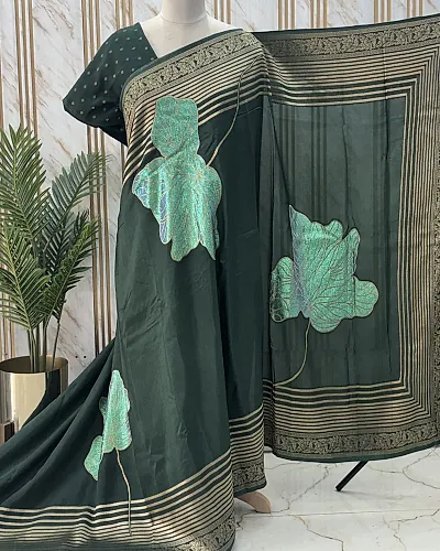 Pure Viscose Saree (Fancy, Shiny Flowers)