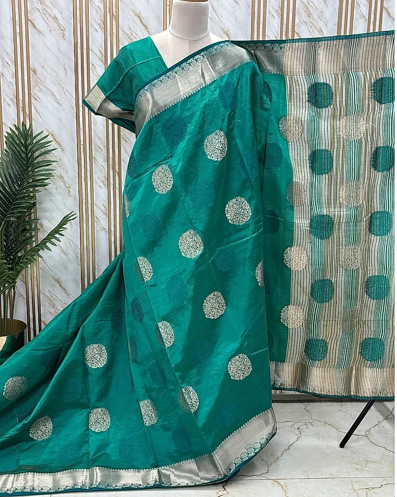 Semi Tussar (Floral Round Motifs) -