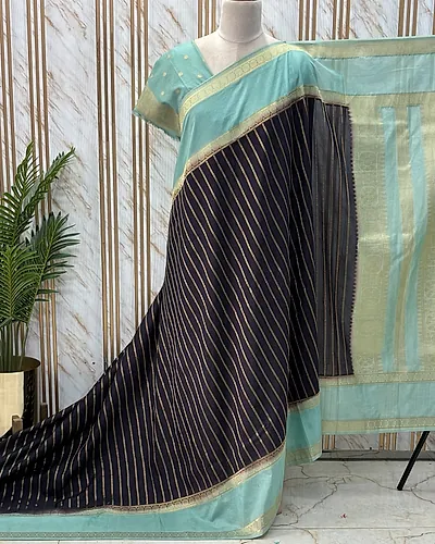 Georgette Crepe (Vertical Lines and Floral Bentex Border)