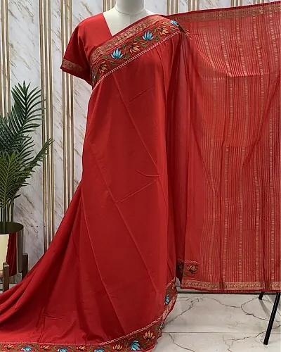 Semi Mysore Crepe (Lotus Embroidery)