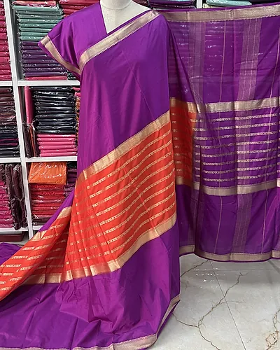 Semi Mysore Crepe (Contrast, 2D, Horizontal Lines)