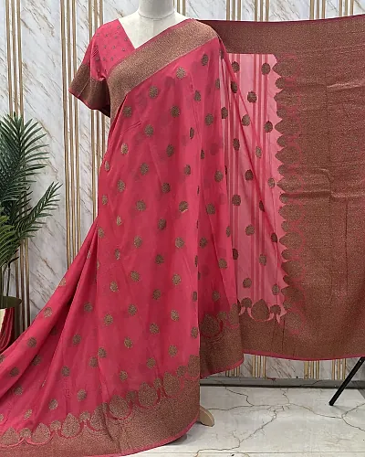 Premium Khadi Georgette (Scallop Design Border)